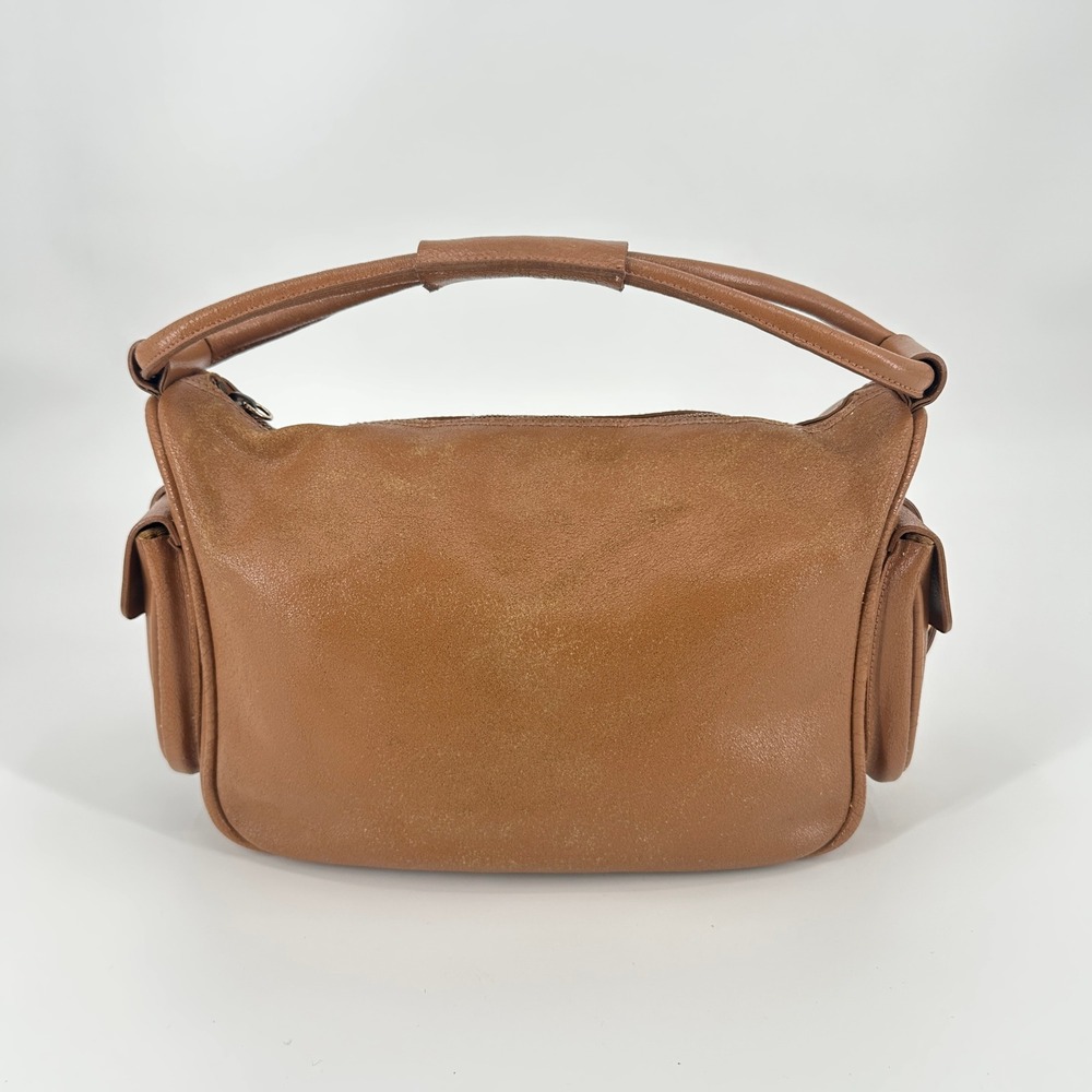 Miu Miu Vintage‎ Cognac Brown Textured Leather Handbag with Buckle Side Pockets
